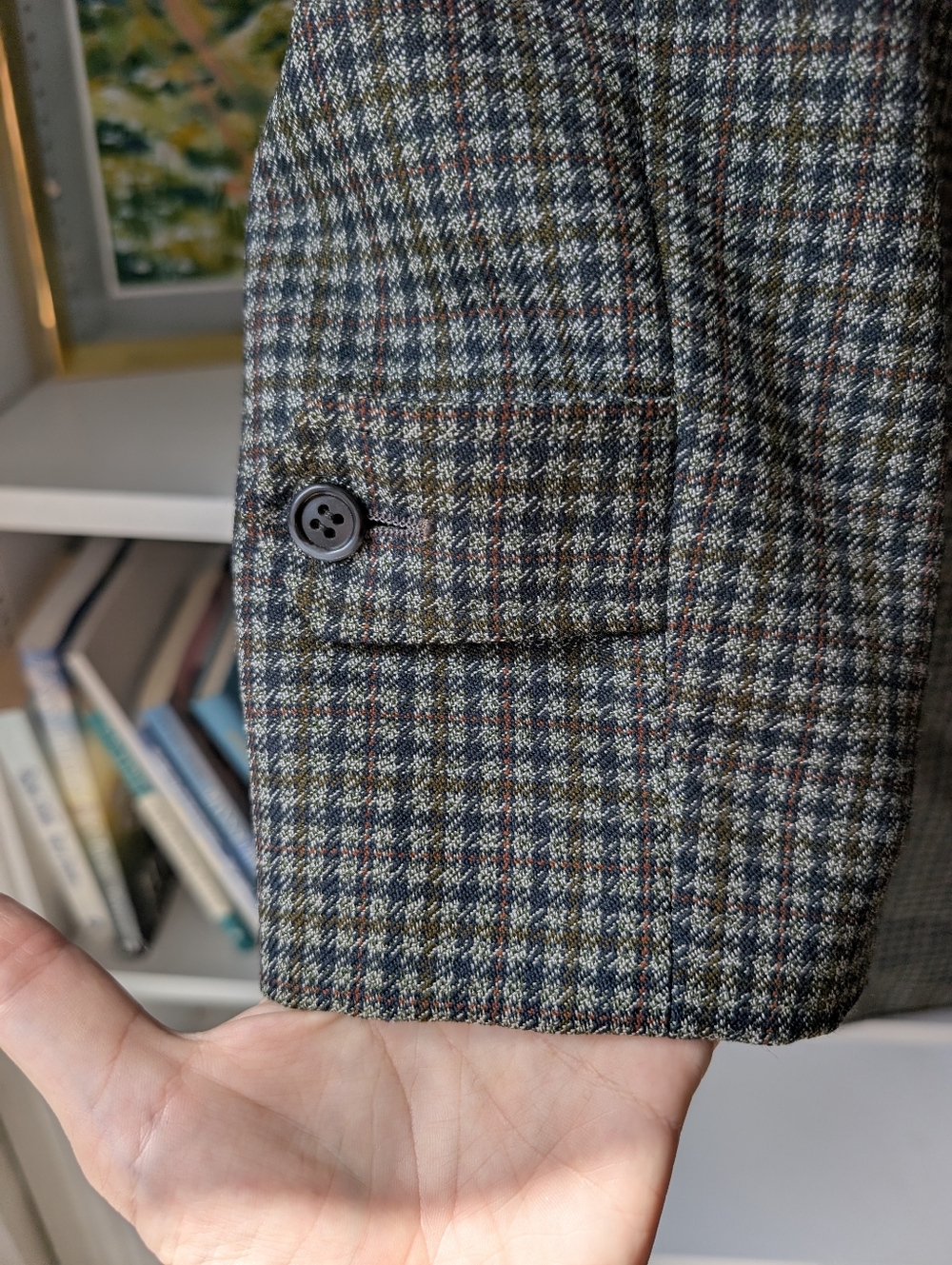 Vintage Men's Classic Houndstooth Wool Overcoat Jacket Black Gray Size Large - Picture 2 of 12